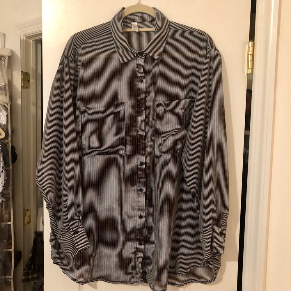 AA OVERSIZED CHIFFON BUTTON DOWN ONE SIZE FITS ALL